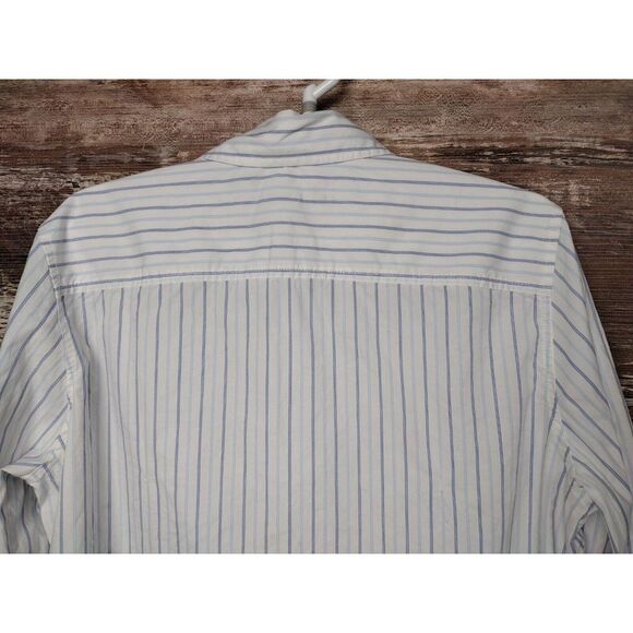 Vintage 90s? Tommy Hilfiger Blue & White Stripped Shirt SZ XL Hong Kong Womens - Picture 8 of 11